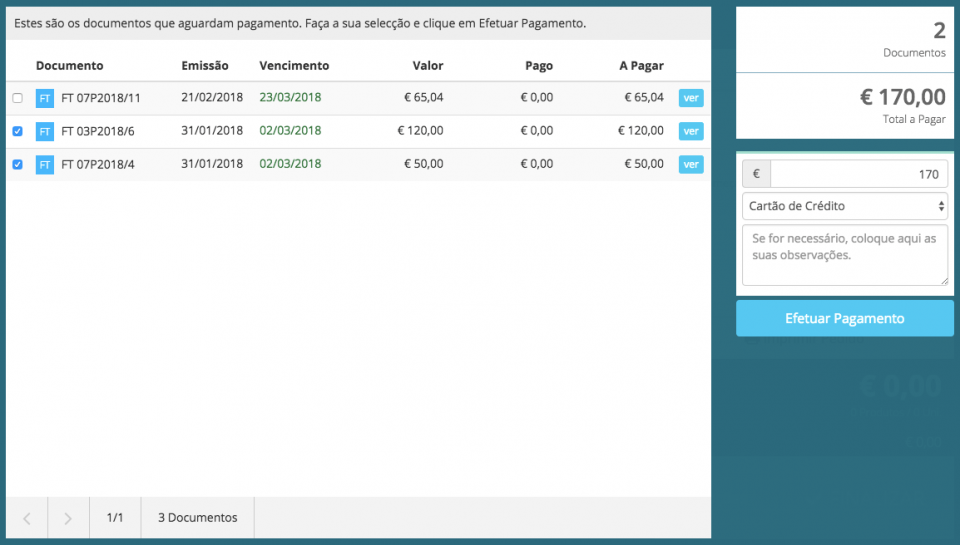 Liquidar Várias Faturas - POS