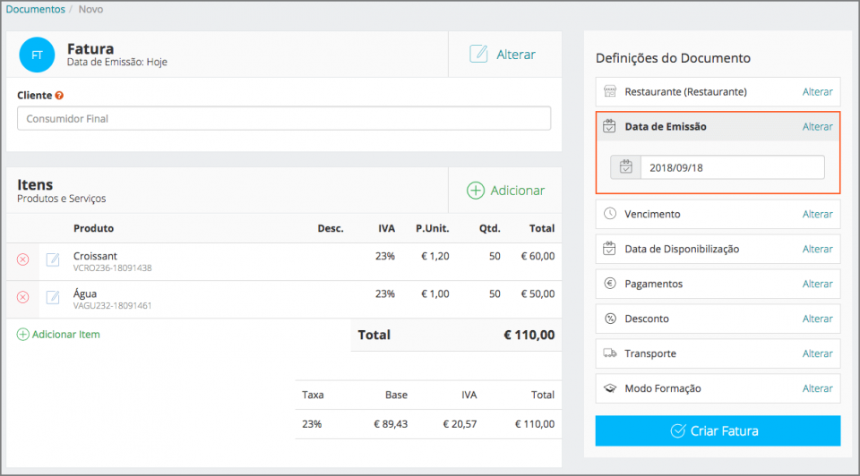 Alterar Data de Emissão - Backoffice