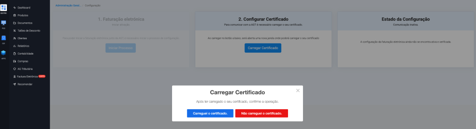 Confirmar upload Certificado