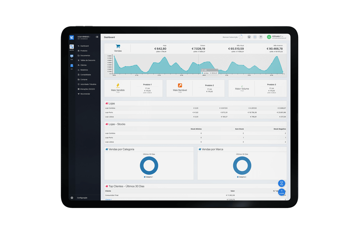 O nossos sistema de faturação funciona em todos os tipos de dispostivos, desde Smartphones, passando por Tablets, até Desktop